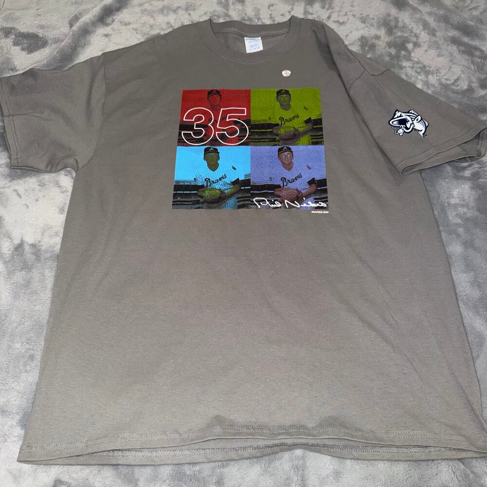 Phil Niekro Atlanta Braves #35 Gray Graphic T-Shirt Men’s XL Port & Company